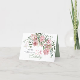 Blush Rose Greenery Eucalypt 55th Birthday サンキューカード