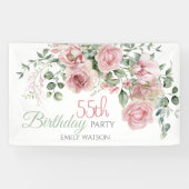 Blush Rose Greenery Eucalypt 55th Birthday 横断幕 (横)