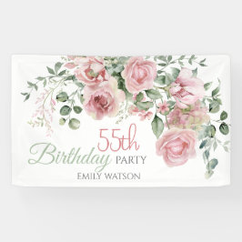 Blush Rose Greenery Eucalypt 55th Birthday 横断幕