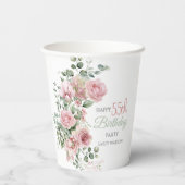 Blush Rose Greenery Eucalypt 55th Birthday 紙コップ (裏面)