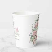 Blush Rose Greenery Eucalypt 55th Birthday 紙コップ (左)