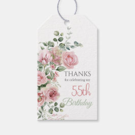 Blush Rose Greenery Eucalypt 55th Birthday Thanks ギフトタグ