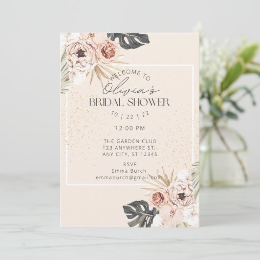 Blush Rose & Orchid Bridal Shower Invitation 招待状 (スタンド正面)