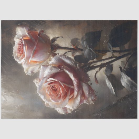 Blush Rose Pair Decoupage 薄葉紙 (正面)