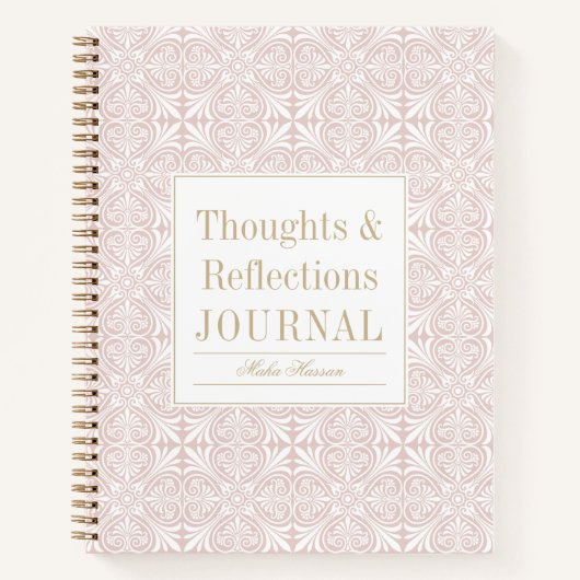 Blush Rose Pattern Journal | Custom Title & Name ノートブック (正面)