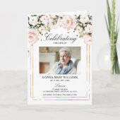 Blush Rose Photo Memorial Funeral Program カード (正面)