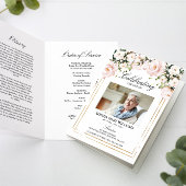 Blush Rose Photo Memorial Funeral Program カード