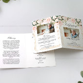 Blush Rose Photo Memorial Funeral Program カード