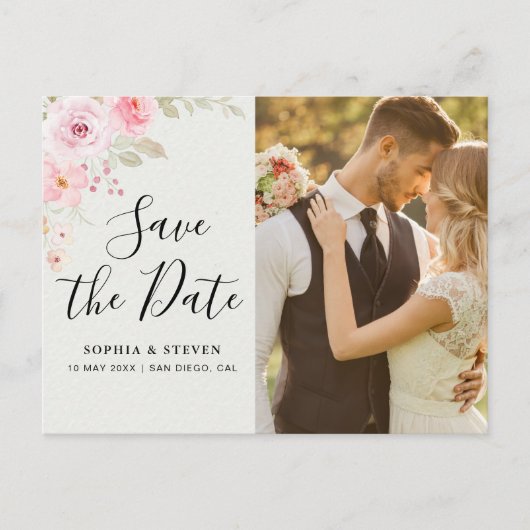 Blush Rose-Themed Elegant Wedding ポストカード (正面)