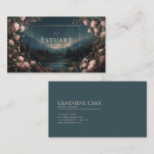 Blush Rose Twilight Mountain Crescent Moon 名刺 (正面/裏面)