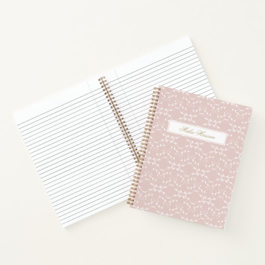 Blush Rose Vine Pattern Journal | Custom Name  ノートブック (内部)