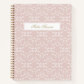 Blush Rose Vine Pattern Journal | Custom Name  ノートブック (正面)