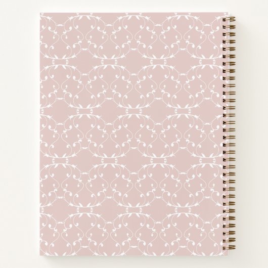 Blush Rose Vine Pattern Journal | Custom Name  ノートブック (裏面)