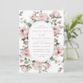 Blush Roses & Sage Floral Frame Wedding 招待状 (スタンド正面)