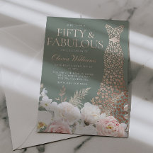 Blush Sage 50th Birthday Rose Gold Gown