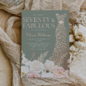 Blush Sage 70th Birthday Rose Gold Gown 箔招待状