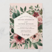 Blush Sage Anemone Wedding 招待状 (正面)
