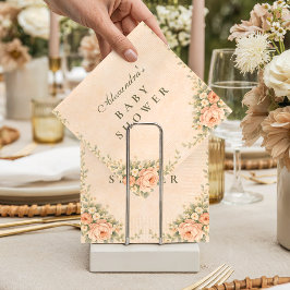 Blush Sage Floral Garden Baby Shower スタンダードカクテルナプキン