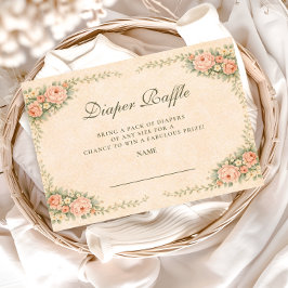 Blush Sage Floral Garden Diapper Raffle エンクロージャーカード