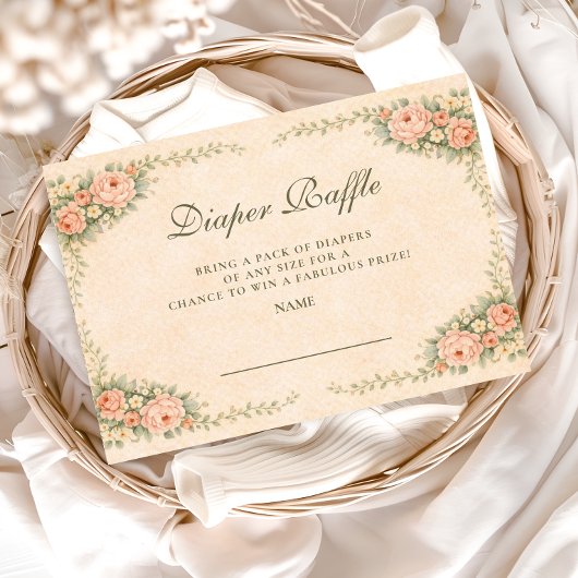Blush Sage Floral Garden Diapper Raffle エンクロージャーカード