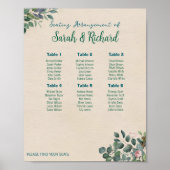 Blush Sage Floral Wedding Seating Chart ポスター (正面)