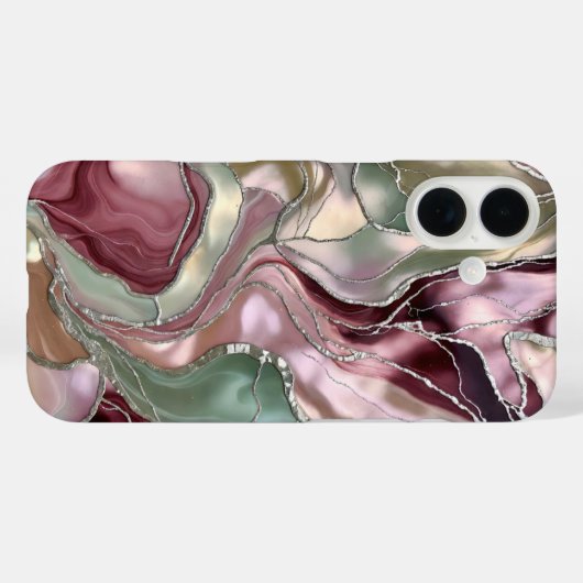 Blush Sage Marble Phone Case Gold Abstract Case-Mate iPhoneケース (裏面 (横))