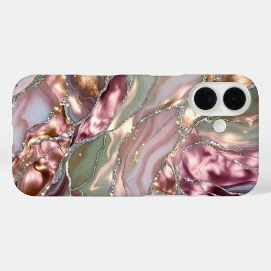 Blush Sage Marble Phone Case Gold Luxury Case-Mate iPhoneケース (裏面 (横))
