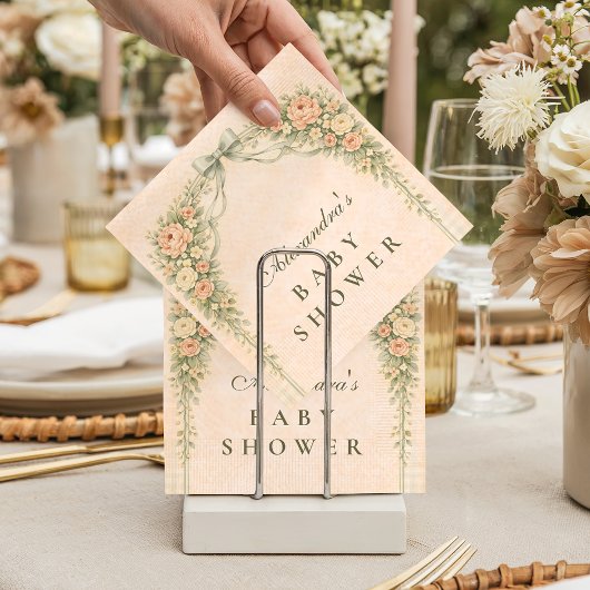 Blush Sage Rose Arch Baby Shower スタンダードカクテルナプキン