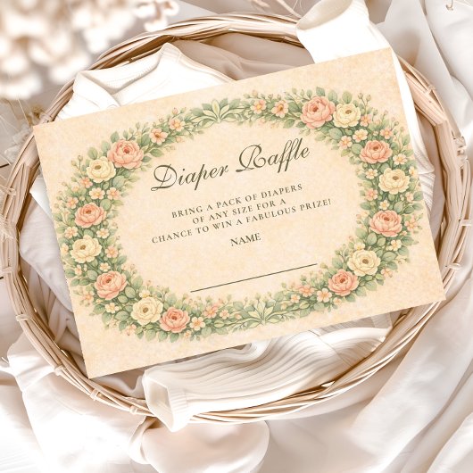 Blush Sage Rose Garden Diapper Raffle エンクロージャーカード