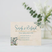 Blush & Sage with Watercolor Foliage Wedding 出欠カード (スタンド正面)