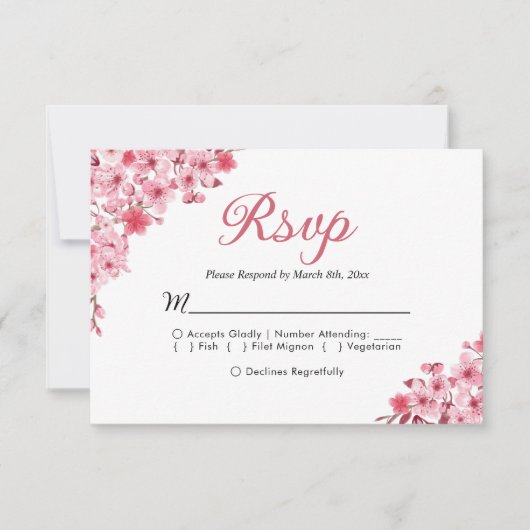 Blush Sakura Wedding – Spring Floral  RSVP (正面)