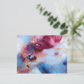 Blush & Sapphire Marble with Gold Veins ポストカード (スタンド正面)