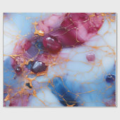 Blush & Sapphire Marble with Gold Veins ラッピングペーパー (フラット)