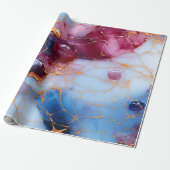 Blush & Sapphire Marble with Gold Veins ラッピングペーパー (アンロールド)