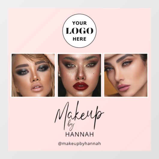 Blush Script Logo Photo Makeup Studio ウィンドウサイン (シート)