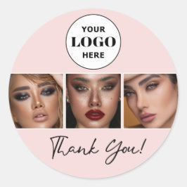 Blush Script Logo Photo Makeup Thank You ラウンドシール
