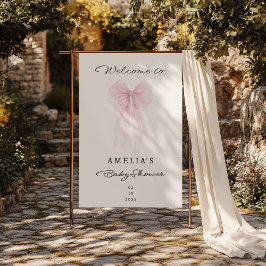 Blush Sheer Bow Welcome Baby Girl 横断幕