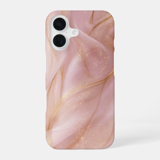 Blush Silk – Pink Satin & Gold Phone Case iPhone 16ケース (裏面)