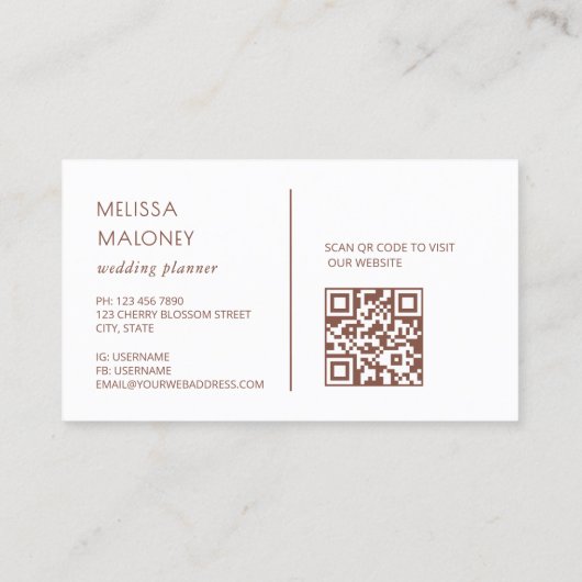 Blush Silver Magnolia White QR Code Business Card 名刺 (裏面)