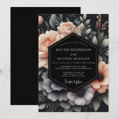 Blush & Slate Dramatic Bloom Wedding 招待状 (正面/裏面)