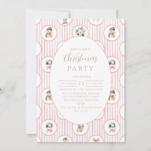 Blush Snowman Christmas 招待状 (正面)