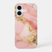 Blush Sovereign - ピンク＆ゴールド大理石風スマホケース iPhone 16ケース (裏面)