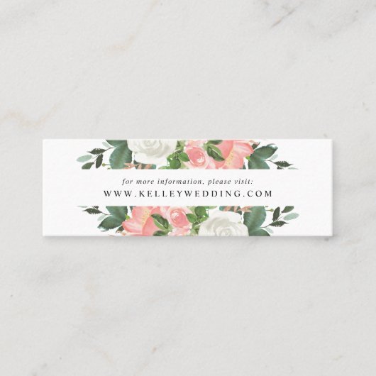 Blush Spring Floral | ウェディングウェブサイトカード スキニー名刺 (正面)