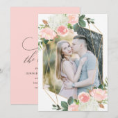 Blush Spring Floral | 写真付きSave The Dateカード セーブザデート (正面/裏面)