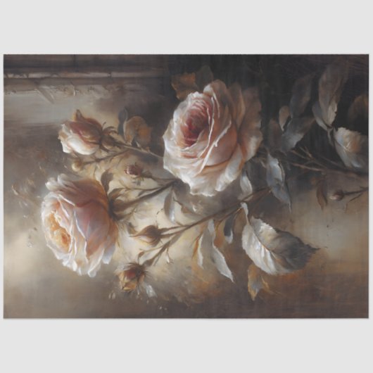 Blush Stillness Roses Decoupage 薄葉紙 (正面)