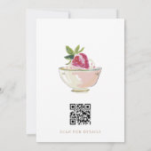 Blush Strawberry Tea Party QR Code Bridal Shower 招待状 (裏面)
