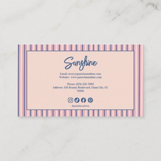Blush Stripe Boutique Monogram 名刺 (裏面)