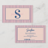 Blush Stripe Monogram Boutique Business 名刺 (正面/裏面)