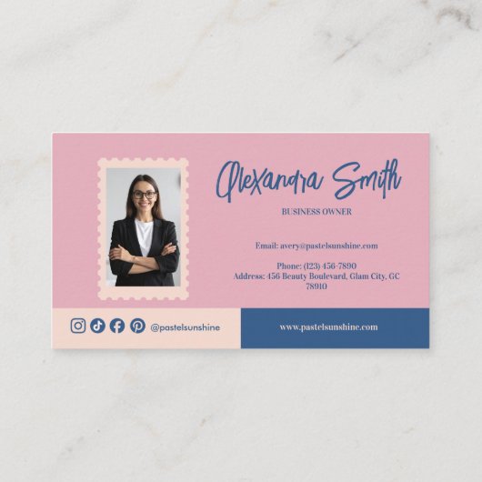 Blush Stripe Photo Boutique Branding 名刺 (裏面)