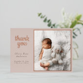 Blush Taupe Rose Gold Foil Birth Announcement  箔シーズンカード (立ち正面)